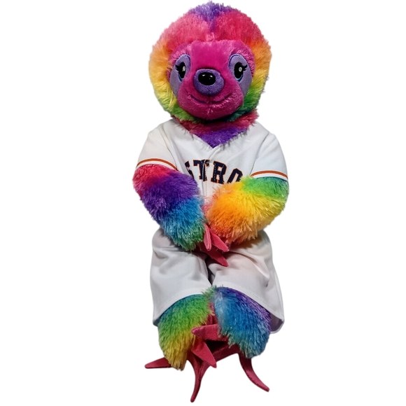 BUILD-A-BEAR RAINBOW SLOTH PLUSH W/HOUSTON ASTROS BASEBALL UNIFORM 18" BABW - Picture 5 of 15